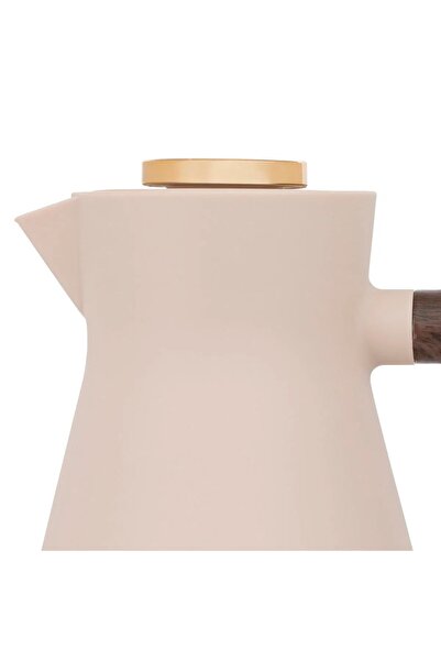 Everest Amada Thermos, 1 liter, wooden handle, thermal glass inner shell- beige