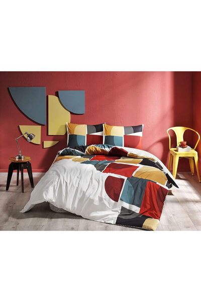 STOREMAX Sellbuyst Leo Geometric Patterned 100% Cotton Duvet Cover Set, Multi-Colored, Single Trendy 266450