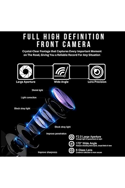 Denx كاميرا سيارة عالية الدقة 1080 بكسل مع مسجل فيديو رقمي 4 قنوات مع واي فاي وتسجيل أمامي وخلفي وصندوق أسود مكون من 4 عدسات.