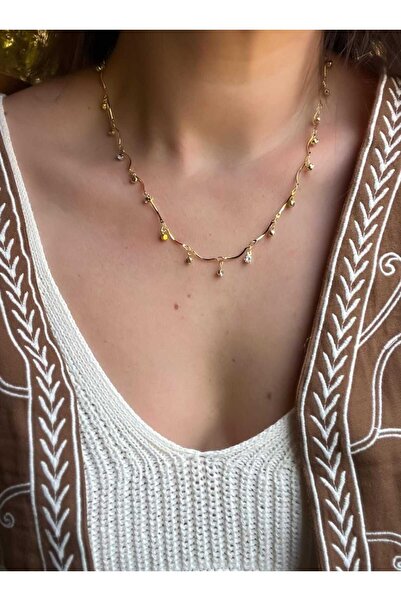 Bubbleatelier Minimal damla taş gold kolye