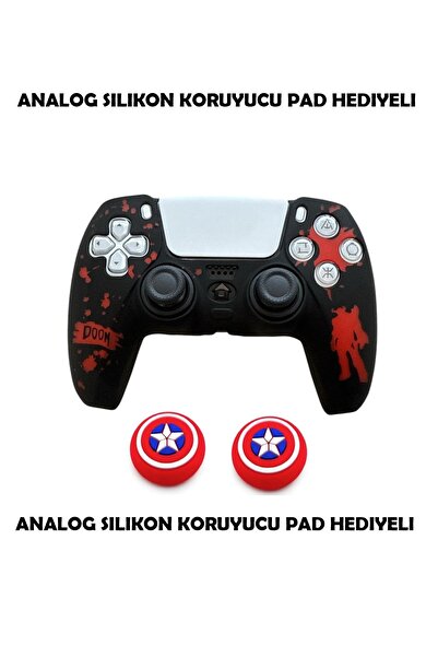 DeadSkull PS5 Dualsense Doom Koruyucu Silikon Kılıf + Analog silikon Koruyucu