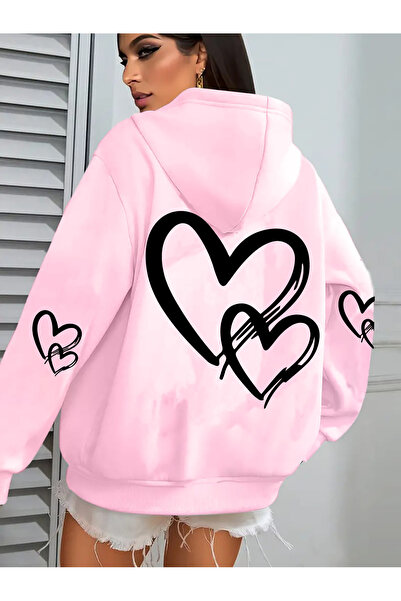 GALASHOP هودي نسائي بقلنسوة من Heart to Heart