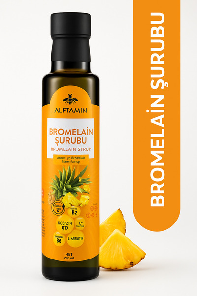 ALFTAMİN Bromelain Ananas İçeren Detox Şurubu | L-Karnitin - Koenzim Q10 ve Vitamin Destekli Ananas Ekstratı