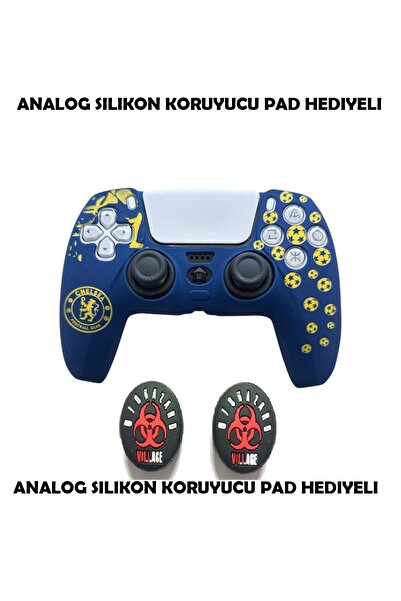 DeadSkull PS5 Dualsense Chelsea Koruyucu Silikon Kılıf + Analog silikon Koruyucu