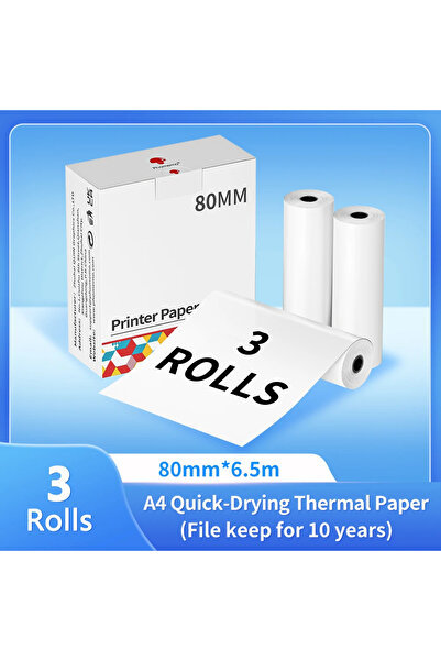 Choice3 80 م - 3 لفات ورق حراري Phomemo A4 M08F M832 M834 M835 طابعة ورق حراري مستمر سريع الجفاف