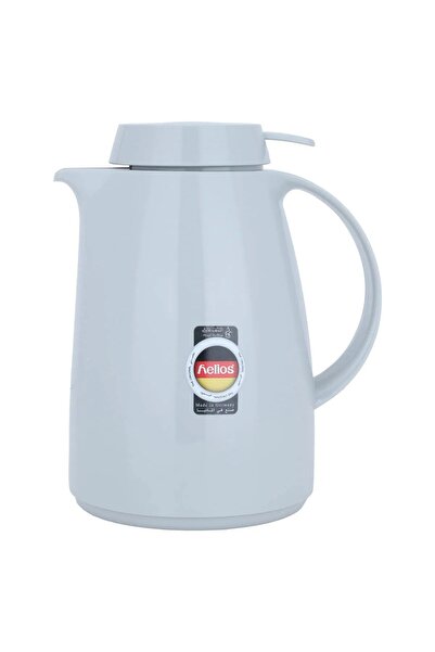 Helios ترمس، 1 لتر، وعاء داخلي زجاجي حراري، غلاف خارجي بلاستيكي - رمادي