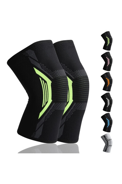 Losvcbcx orteză de genunchi, textilă, negru/gri/verde lime, mărimea XXL