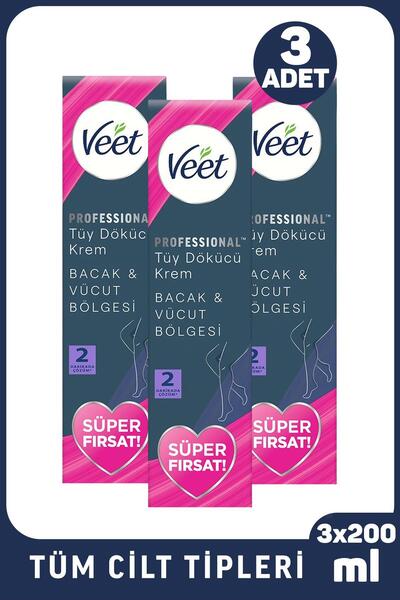 Veet ASFSTORE Professional Tüy Dökücü Krem Tüm Cilt Tipleri İçin 200 ml 3 Adet