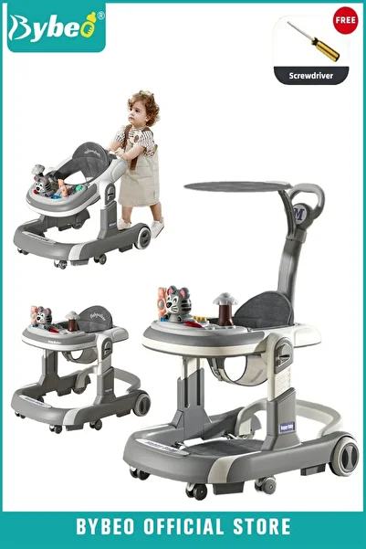 BYBEO 3 In 1 Baby Walker for Kids, Multifunctional Round Kids Walker with Parent Push Handle, Baby Push Wa