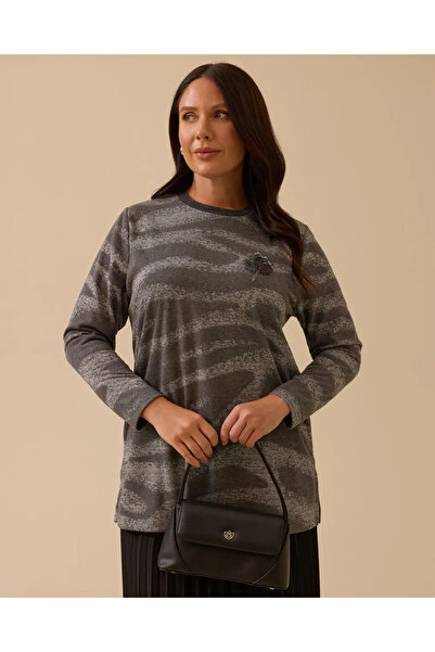 Gala-Xi Plus Size Beaded Patterned Blouse