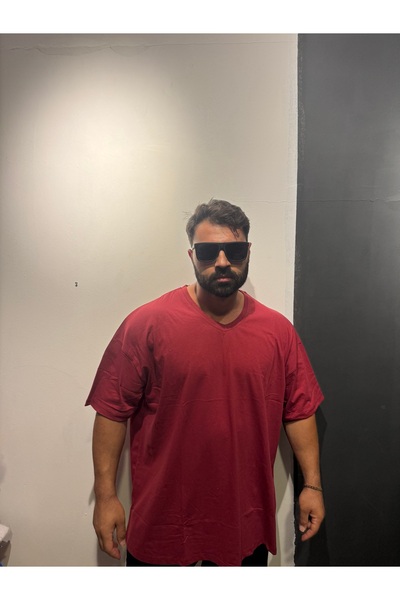 Bas Body FitnessWear Tricou cu decolteu în V, mărime mare, fără imprimeu, cul...