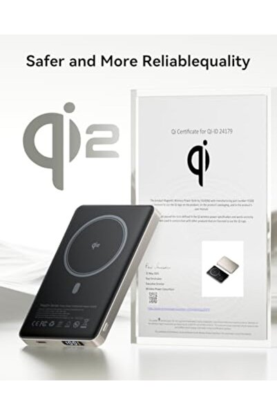 Kuulaa Magsafe Power Bank 10000mAh PD30W, Wireless Charger Qi2 15W Fast Charging, Magnetic Mobile Ph