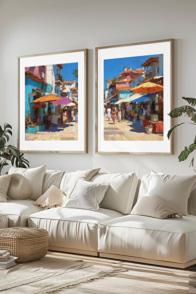 STARYUNA Set de picturi duble cu efect de pictură în ulei, cu cadru din lemn,...