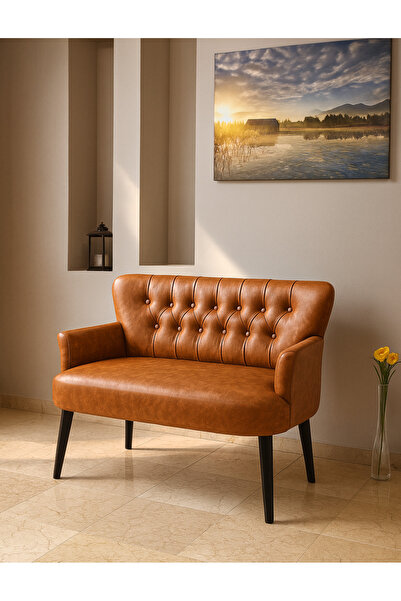 Azra Mobilya Modern Chester Tarzı Deri İkili Koltuk – Demonte Ayaklı, Lüks , ...
