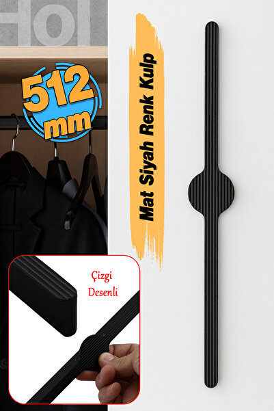 Badem10 Saral Смугаста матова чорна металева ручка 512 мм 51,2 см Меблі Висув...