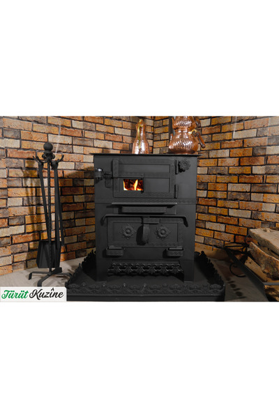 Türütoğlu Kuzine Şömine Karadeniz Kuzinesi (65*50)-(45*45 Fırın Ölçüsü)- Odun ve Kömür Yakıtlı- 2 mm Gövdeli