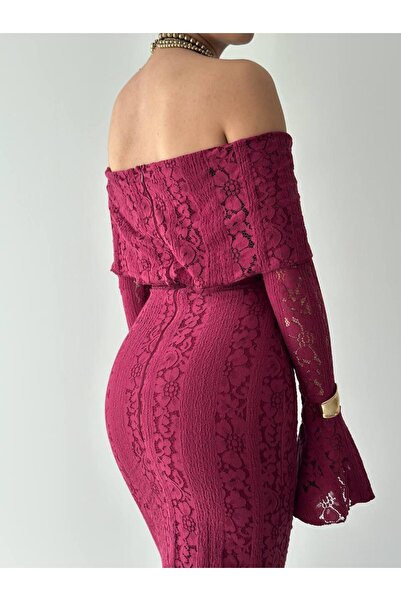 conconmoda Arlena Retro Fırfır Detay Uzun Triko Elbise
