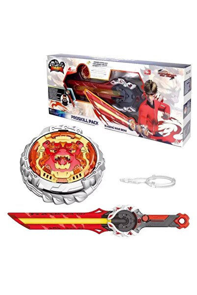 Feyza Oyuncak Infinity Nado Proskill Alevli Savaş Ayısı - Geliştirilmiş Kılıç Fırlatıcı ve Işıklı Metal Topaç