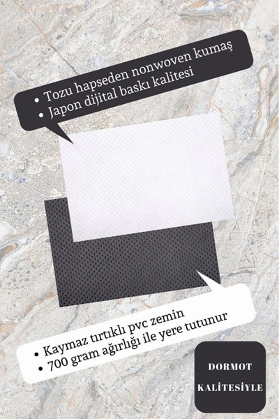 Dormot Dekoratif Dijital Paspas Gri Seni Bi' Kokliiim Kapı Önü Paspası 70x45cm