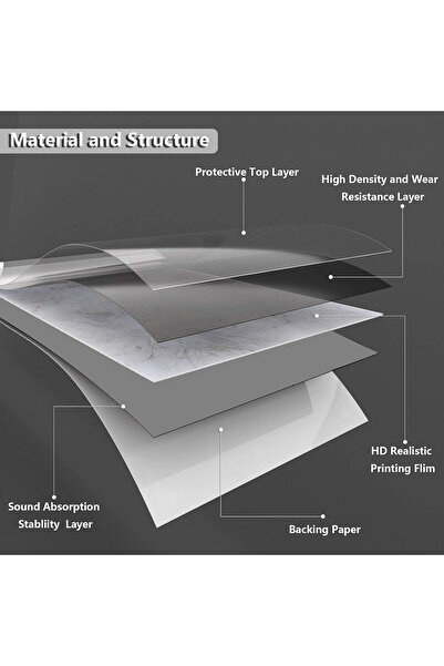 VEELIKE Set of 4 floor/wall stickers, vinyl, grey/white, 30 x 30 cm