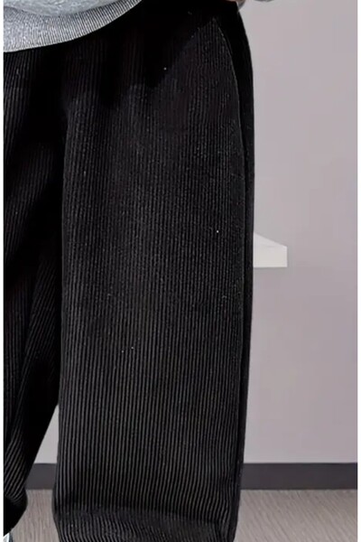 shop Unisex siyah kadife bol döküm pantolon cepli