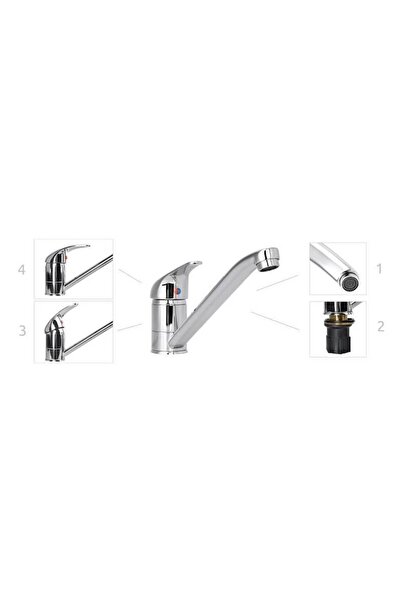 Iso Baterie bucătărie Aqua, monocomandă, cartuș ceramic, crom