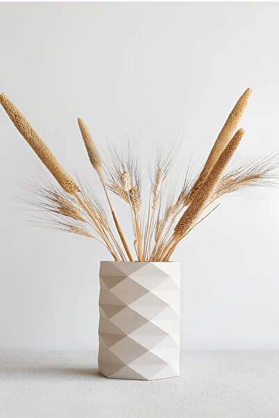 betonmall Decorative Concrete Vase |   Modern Geometric Design |   Dried Flow...