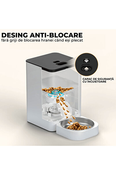 Elindor Hrănitor automat pentru câini și pisici, 4L, control al porțiilor și intervalelor, alb