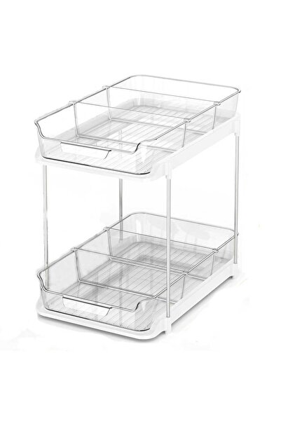 Elindor Organizator multifuncțional cu 2 niveluri, glisant, 32x21x27 cm, tran...