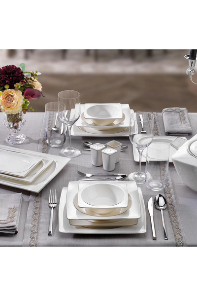 Schafer Glamor Pure 60 Parça 12 Kişilik Yemek Takımı Platin