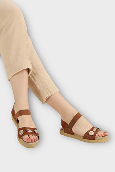 Liger Women's Single Strap Accessory Ankle Elastic Detailed Sandals Taba