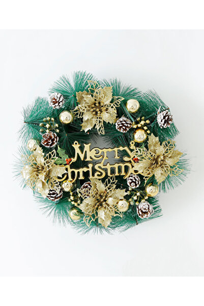 Fab N Funky 30cm Plastic Christmas Wreath - Festive Party Door Wall Hanging Decor