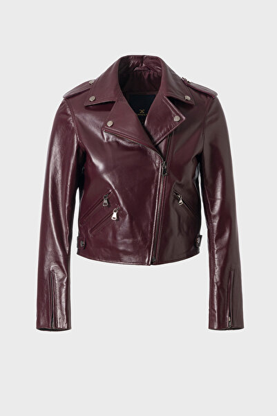 Dericlub Cindy Women's Real Leather Jacket Cherry