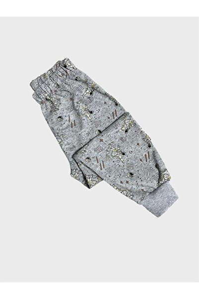 Genel Markalar Erkek Çocuk Pamuklu Gri Astronot Desenli Uzun Kollu Mevsimlik Pijama Takımı