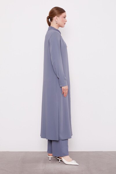 Levidor Anthracite Stone Flower Detailed Tunic Set