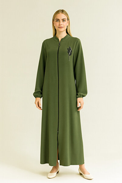 idoll 1018 SIFIR YAKA ÖNÜ FERMUARLI TAŞ DETAYLI AİROBİN FERACE #04-25#