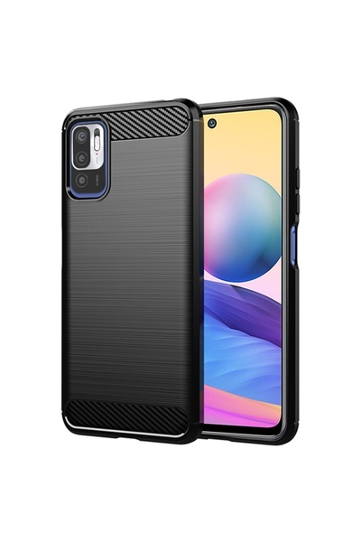 SKYDDAR INNOVATION Case for Xiaomi Redmi Note 10 5G / Poco M3 Pro 5G, Carbon Silicone, Slim, sticker set, Black