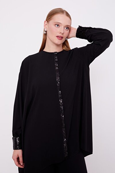 Levidor Black Sequin Detail Tunic Set