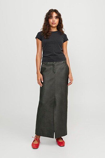 Jack & Jones Women's Leather Look Maxi Length Slit Skirt - Maddy