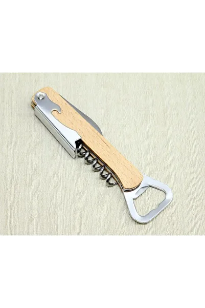 İstangül Butik Wooden Stainless Steel Corkscrew Opener