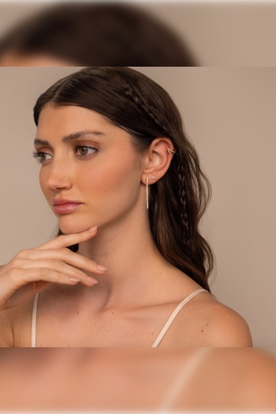 Alsem 14 Ayar Su Yolu Sallantılı Gold Küpe , Işıltılı 14 Ayar Gold Su Yolu Küpe , Düğün ve Nişan Takısı