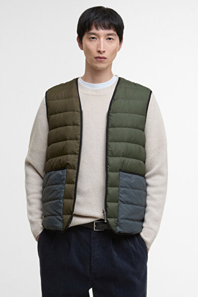 Barbour Reversible Down Filled Yelek OL72 Olive Multi