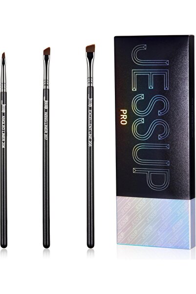 Jessup مجموعة فرش تحديد العيون بزاوية T345 (أسود) من 3 قطع