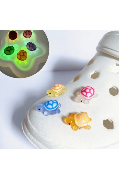 Choice Blue 4pcs Glow-In-The-Dark Cute 3D Turtle Detachable Shoe Charms Decorations, Luminous Clips For Bea