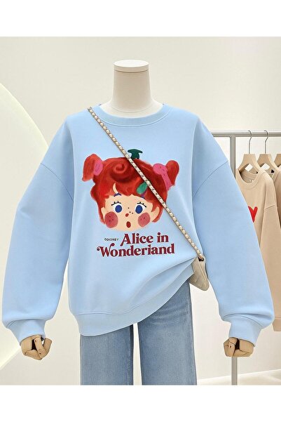 DM DOLCE MORE سترة رياضية للجنسين مطبوعة بـ 3 خيوط من القطن الممشط بطبعة أليس...