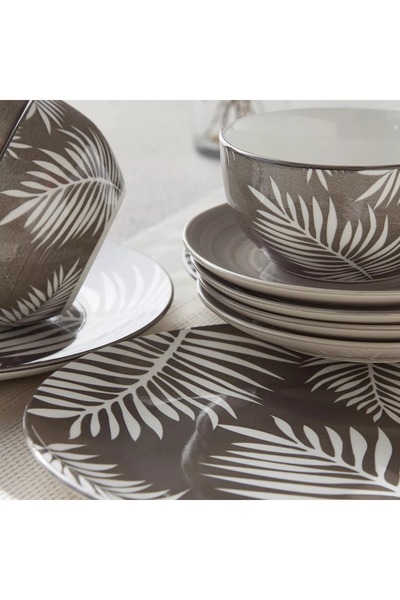 Generic Gris 12-Piece Stoneware Dinner Set - Serves 4