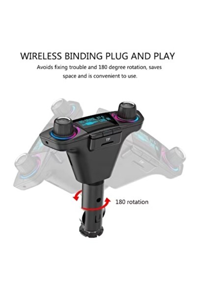 FOXMAG24 Πολυλειτουργικό κιτ αυτοκινήτου, Hands-Free, Bluetooth, πομπός FM, MP3, διπλός φορτιστής USB, κάρτα TF