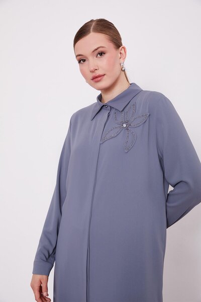 Levidor Anthracite Stone Flower Detailed Tunic Set