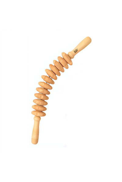 Fitli Rolă de masaj din lemn, design curbat, drenaj limfatic, anticelulitic, ...