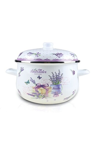 FOXMAG24 Enamel pot with lid, diameter 22 cm, height 12cm, capacity 3.90L, di...